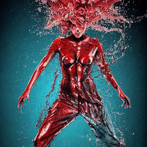 water elemental bloody red water a fight between monsters